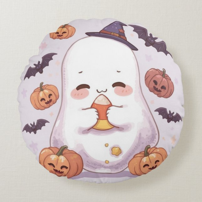 Almohada de Halloween fantasma redonda - Decoració (Anverso)