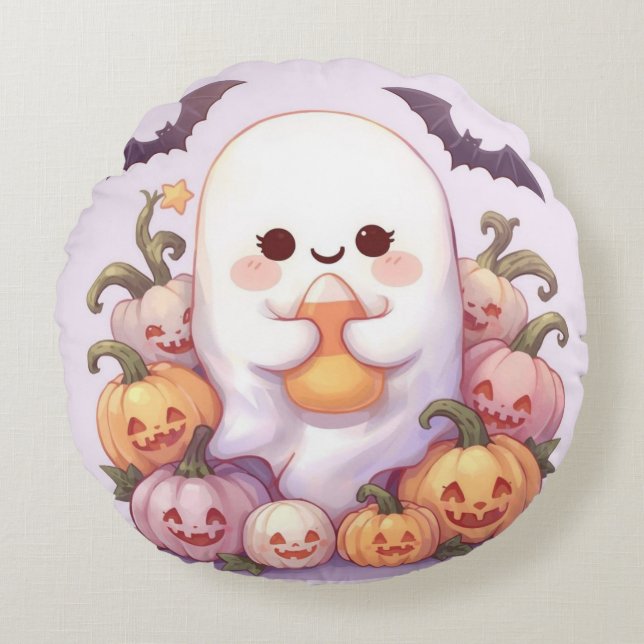 Almohada de Halloween fantasma redonda - Decoració (Anverso)