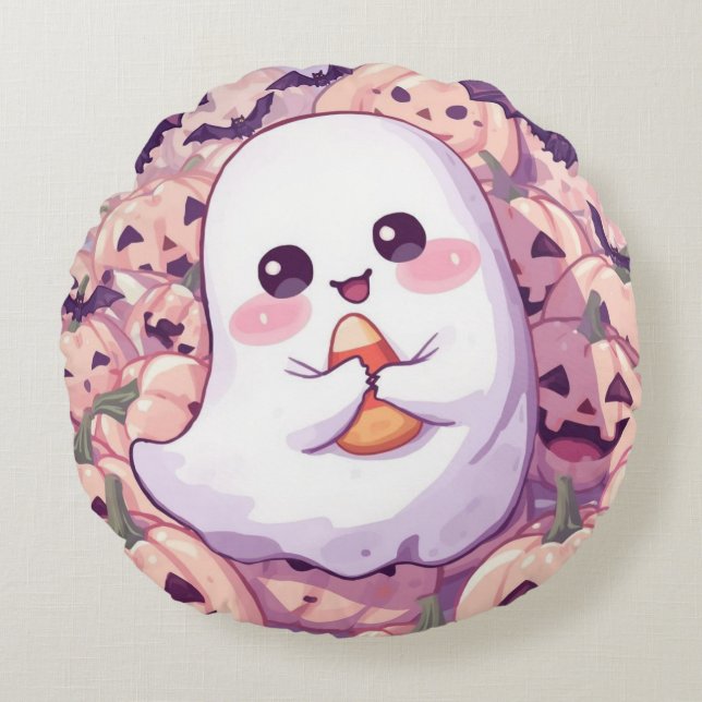 Almohada de Halloween fantasma redonda - Decoració (Anverso)