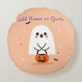 Almohada de Halloween fantasma redonda - Texto de 