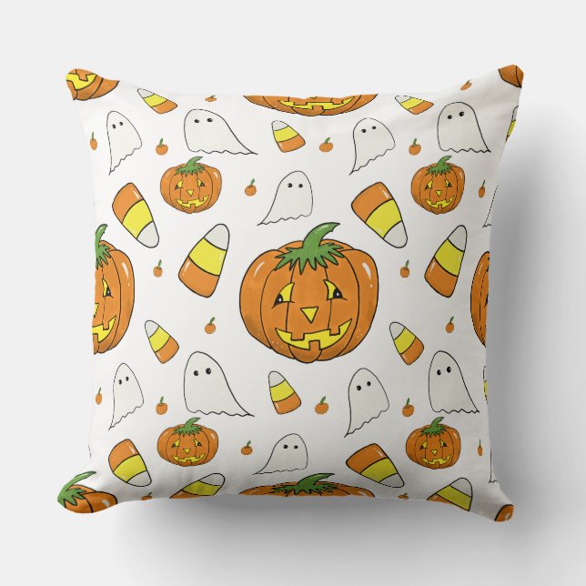 Almohada de Halloween Jack-O'-Lantern (Anverso)