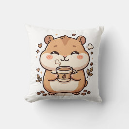 Almohada de hámster lindo bebiendo café