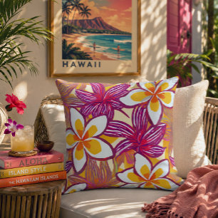 Almohada de Hawaii de plumeria tropical