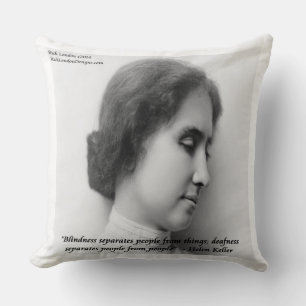 Almohada de Helen Keller y famosa cita de sordos/c