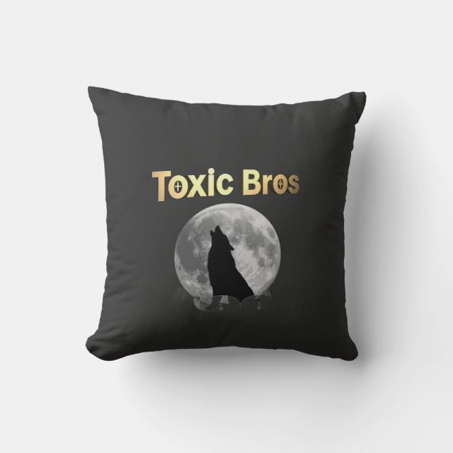 Almohada de hermanos tóxicos de negro y dorado (Anverso)