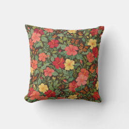 Almohada de Hibiscus Abstracto con Mariposas