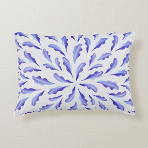 Almohada de Hojas Botánicas Azules Modernas 