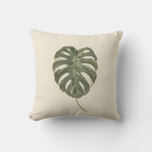 Almohada de hojas de helecho de acuarela botánica