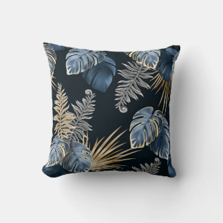 almohada de hojas oscuras plantas tropicales