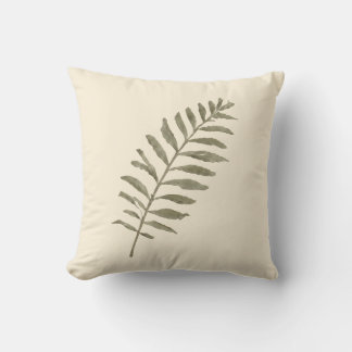 Almohada de hojas verdes de acuarela botánica vint