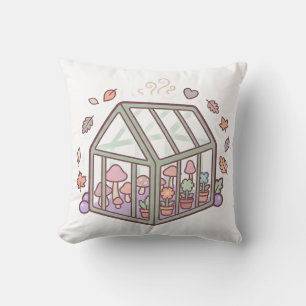 Almohada de hongo de invernadero pastel lindo