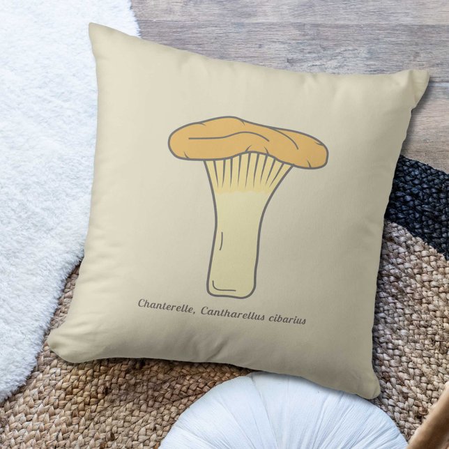 Almohada de hongo de la Rambla Botánica (Botanical Chanterelle Mushroom Pillow)