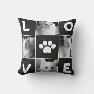 Almohada de huella de pata de AMOR personalizada p