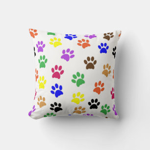 Almohada de huellas de gatos coloridos - patas de
