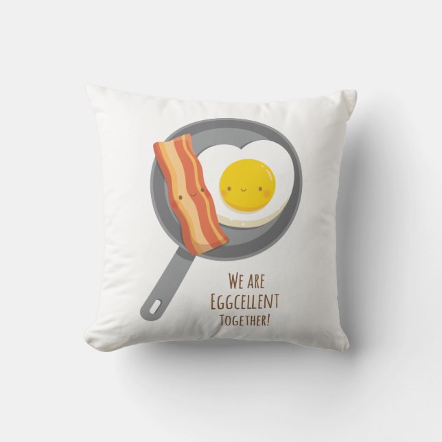 Almohada de huevo y tocino lindo Eggcellent Juntos (Anverso)