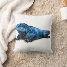Almohada de Iguana Azul Moderna