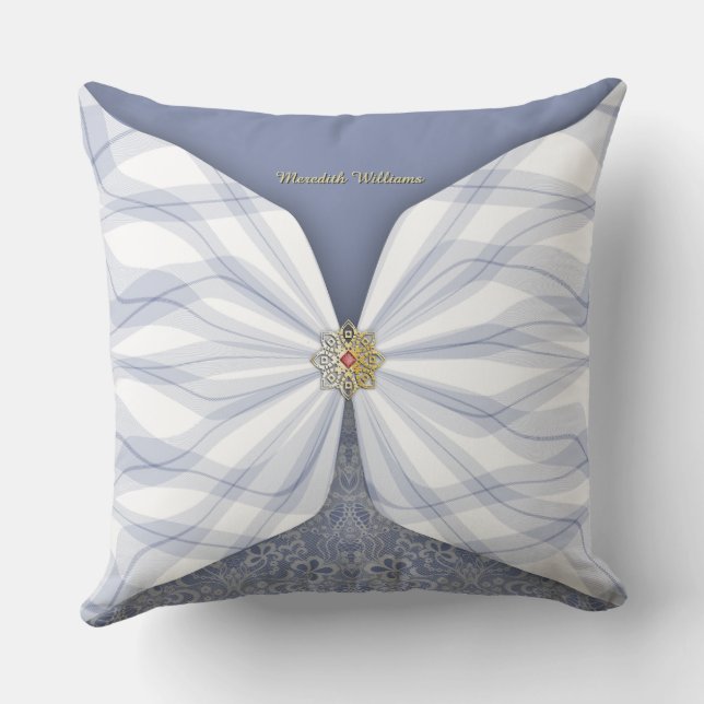 Almohada de Ilusión Textil Azul Polvoriento Person (Reverso )
