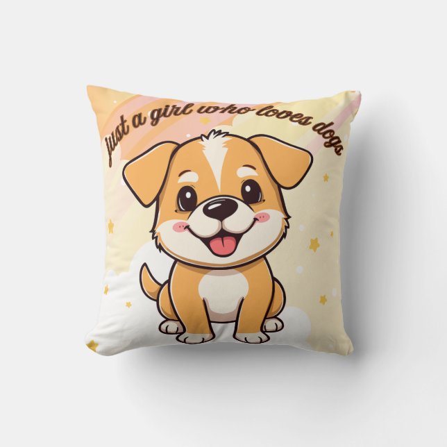 Almohada de ilustración de cachorro  (Anverso)