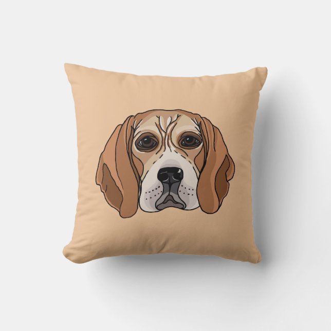 Almohada de ilustración de perro Beagle (Anverso)