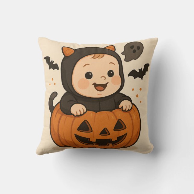 almohada de imagen de bebé con tema de Halloween (Reverso)