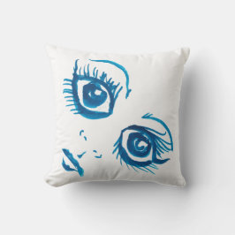 Almohada de impresión azul de ojo grande