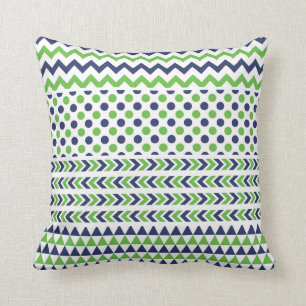 Almohada de impresión azul Lime Green y Naval