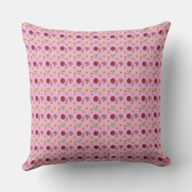 Almohada de impresión botánica de prado de flores  (Reverso )