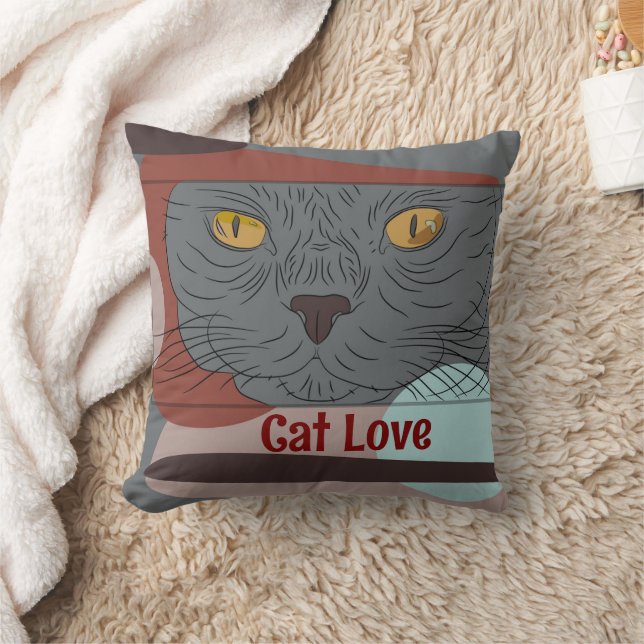 almohada de impresión de amor de gato (Manta)