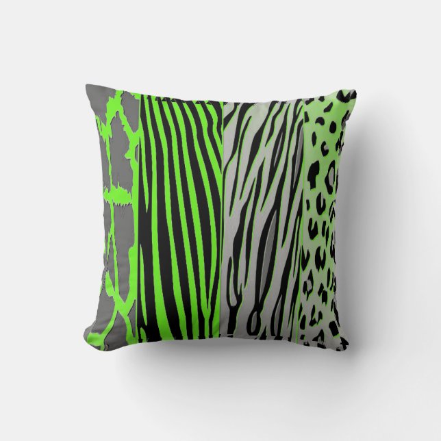 Almohada De Impresión De Animales Verdes Neon Para (Anverso)