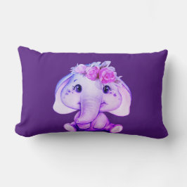 Almohada de impresión de elefante morado floral