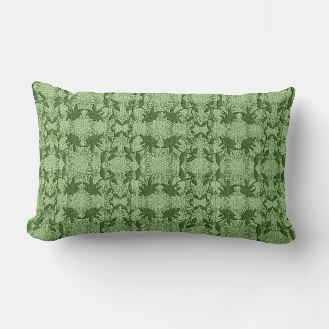 Almohada de impresión de encaje verde floral (Anverso)