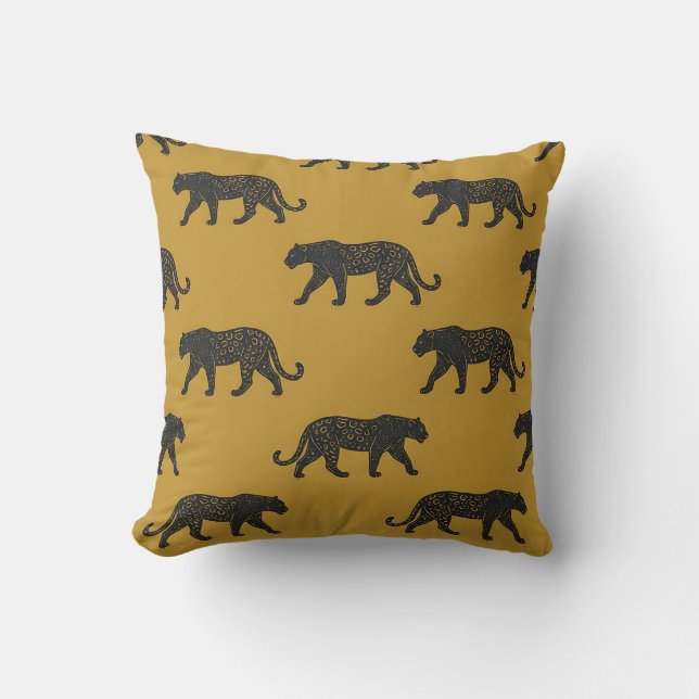 Almohada de impresión en bloque de pantera dorada (Anverso)