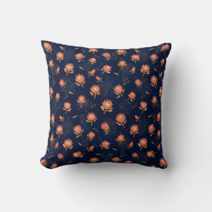 Almohada de impresión floral de anime Protea rosad