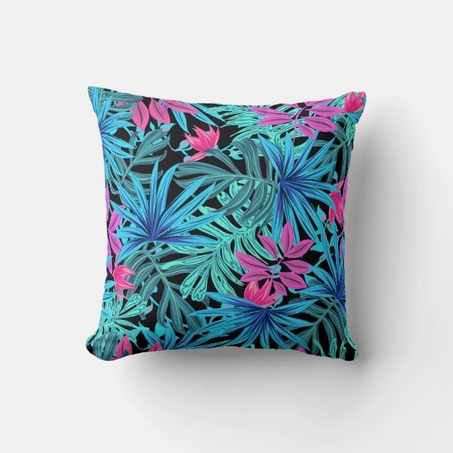 almohada de impresión tropical (Anverso)