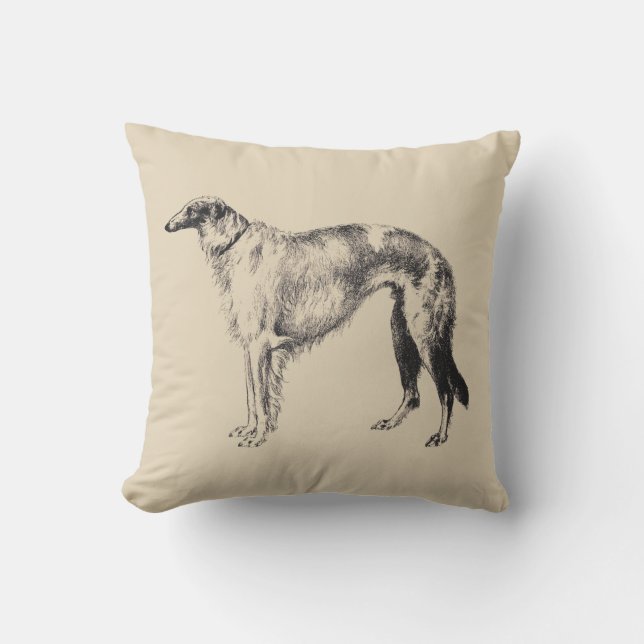 Almohada de impresión vintage Borzoi Martynow (Anverso)