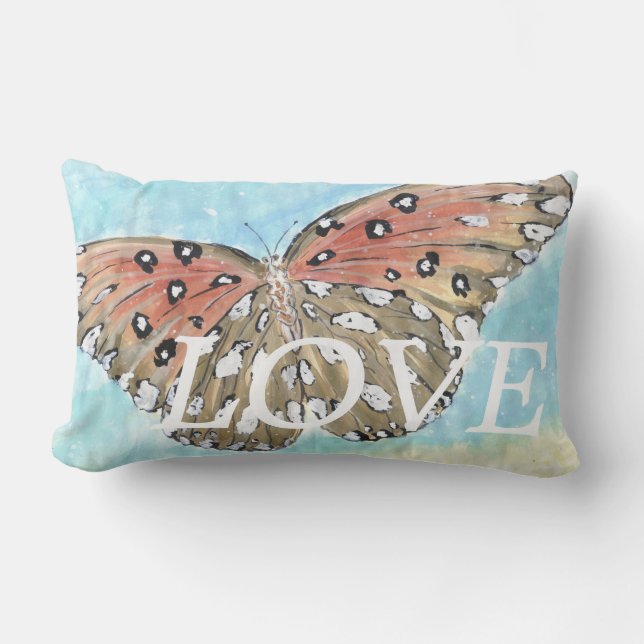 almohada de inspiración de mariposa de cielo azul  (Anverso)