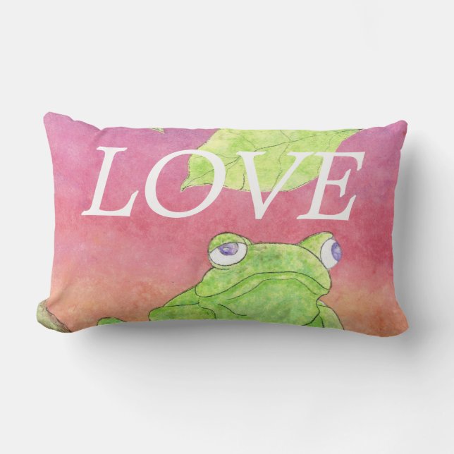 Almohada de inspiración del cielo rosa de la rana  (Anverso)