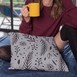 Almohada de invierno botánico - Gris