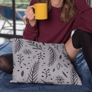 Almohada de invierno botánico - Gris