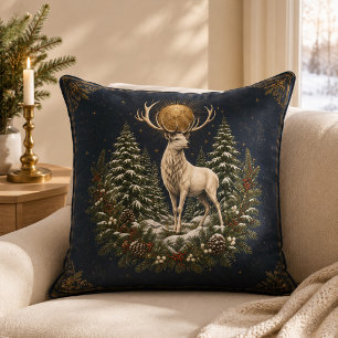 Almohada de Invierno Ciervo Blanco Yule a la Luz d
