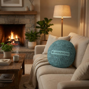 Almohada de invierno con patrón de punto cálido y 