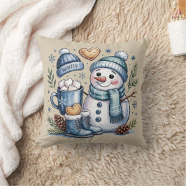 Almohada de invierno de muñeco de nieve