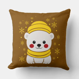 Almohada de invierno de oso polar lindo