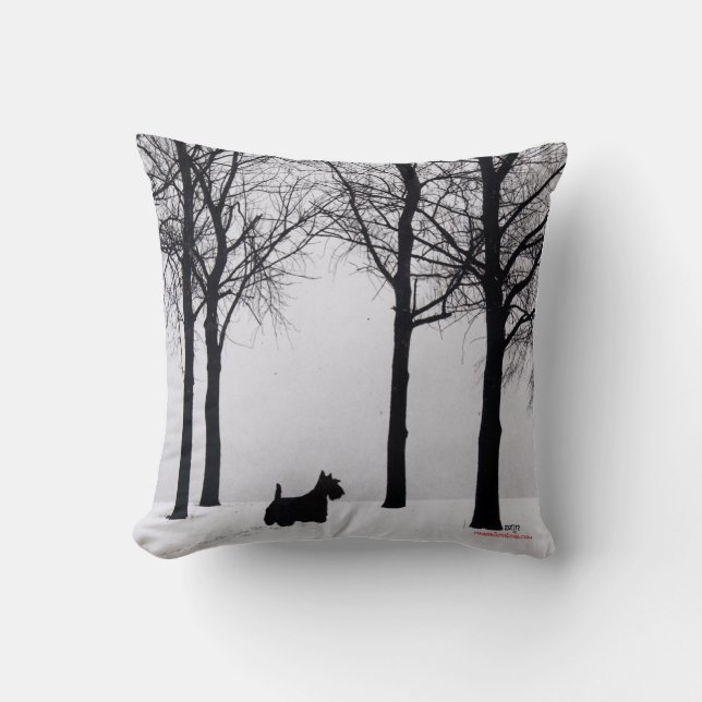 Almohada de invierno de Terrier Escocés (Anverso)