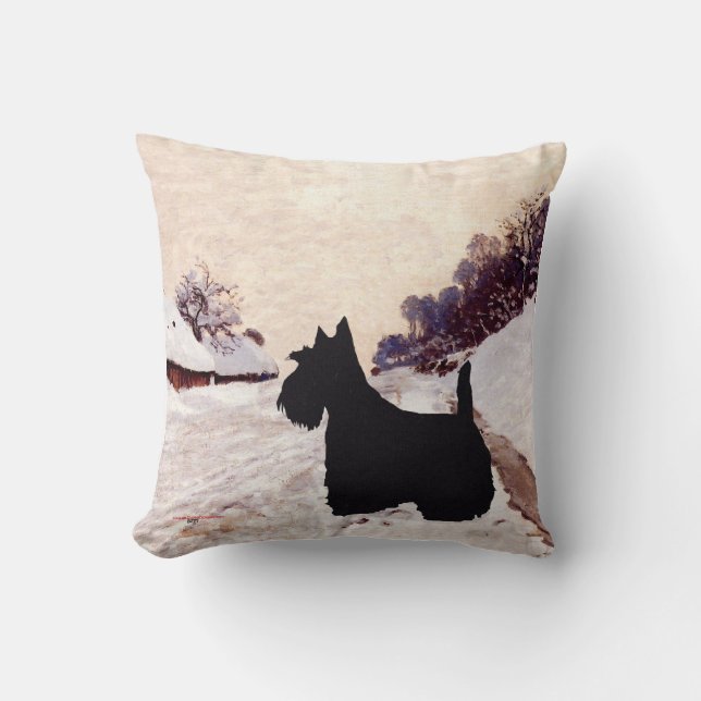 Almohada de invierno de Terrier Escocés (Anverso)