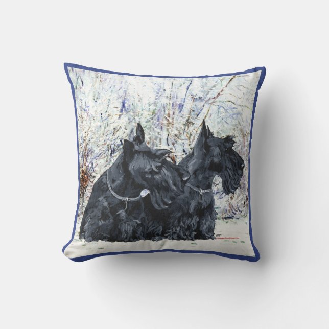 Almohada de invierno de Terrier Escocés (Anverso)