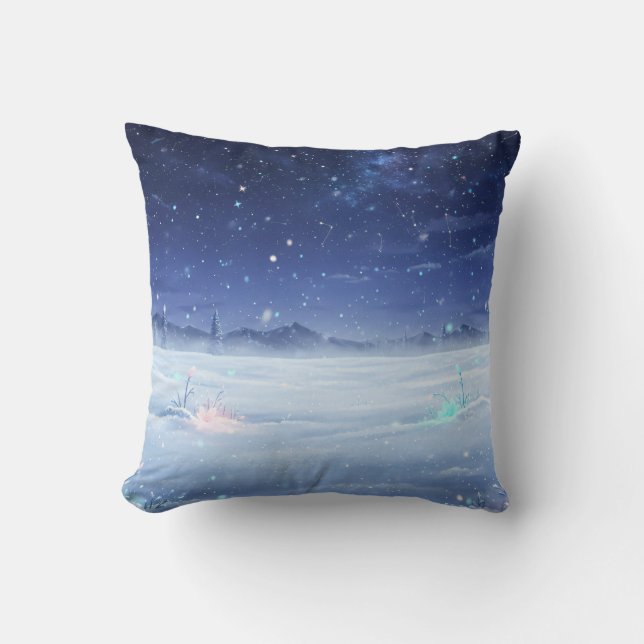 Almohada de Invierno Nocturna Estrellada (Anverso)