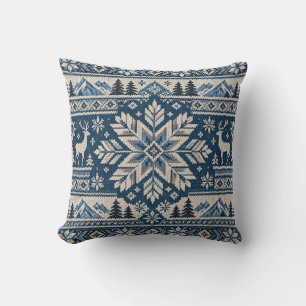 Almohada de invierno reno copo de nieve nórdico az