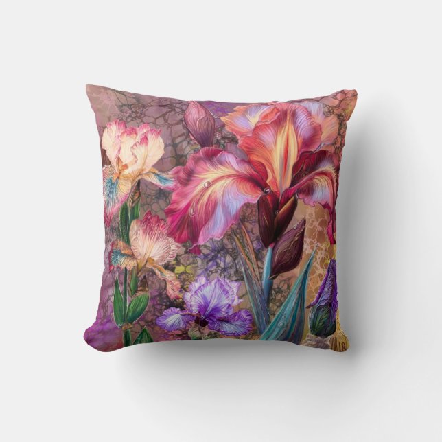 Almohada de Irises Coloridos (Anverso)