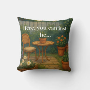 Almohada de Jardín Acogedora – 'Aquí, Puedes Simpl